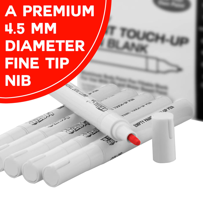 Empty Fillable Blank Paint Touch Up Pen Markers (Set of 6) - Fill with Your Own Art Acrylic, Oil and Water Base Paint, Auto Painting Clear-Coat