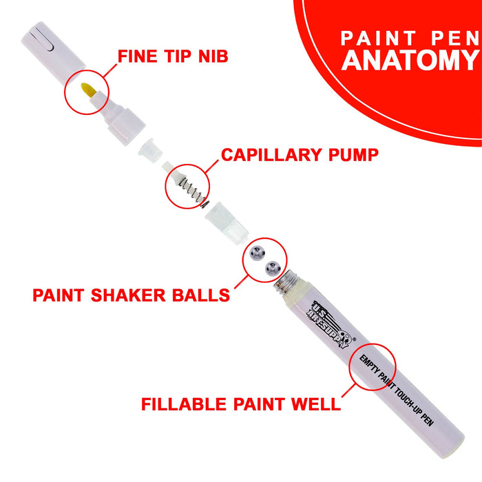Empty Fillable Blank Paint Touch Up Pen Markers (Set of 72) - Fill with Your Own Art Acrylic, Oil and Water Base Paint, Auto Painting Clear-Coat