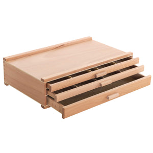 3-Drawer Artist Tool Supply Box with Multi Segmented Drawers - Hardwood Art Box for Artist Supplies, Brushes, Pencils, Erasers, Tool Storage Organizer Case