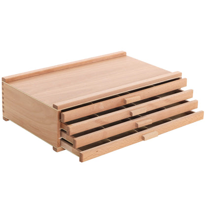4-Drawer Artist Tool Supply Box with 5 Compartments per Drawer - Hardwood Art Box for Artist Supplies, Brushes, Pencils, Erasers, Tool Storage Organizer Case