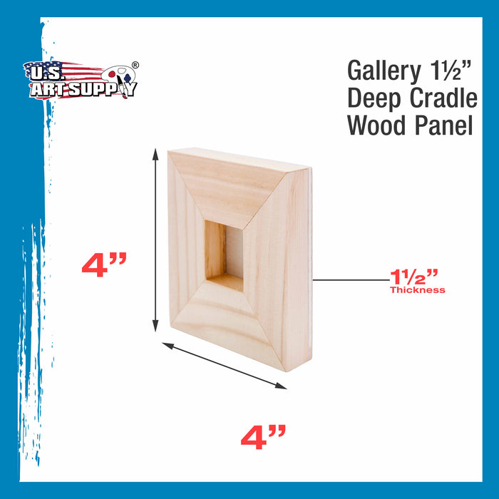 4" x 4" Birch Wood Paint Pouring Panel Boards, Gallery 1-1/2" Deep Cradle (Pack of 4) - Artist Depth Wooden Wall Canvases - Painting, Acrylic, Oil