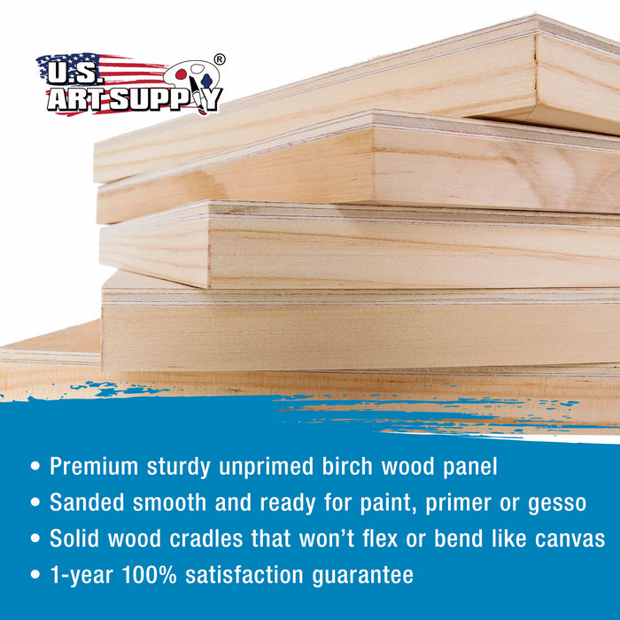 4" x 4" Birch Wood Paint Pouring Panel Boards, Gallery 1-1/2" Deep Cradle (Pack of 4) - Artist Depth Wooden Wall Canvases - Painting, Acrylic, Oil