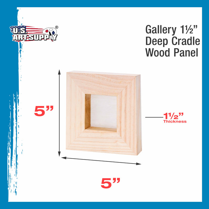 5" x 5" Birch Wood Paint Pouring Panel Boards, Gallery 1-1/2" Deep Cradle (Pack of 4) - Artist Depth Wooden Wall Canvases - Painting, Acrylic, Oil