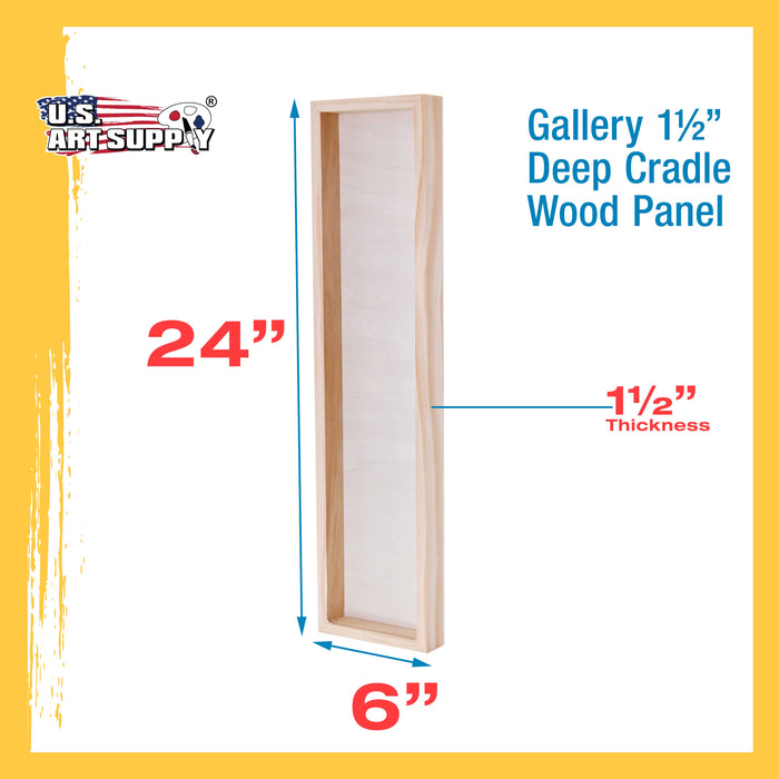 6" x 24" Birch Wood Paint Pouring Panel Boards, Gallery 1-1/2" Deep Cradle (2 Pack) - Artist Depth Wooden Wall Canvases - Painting, Acrylic, Oil