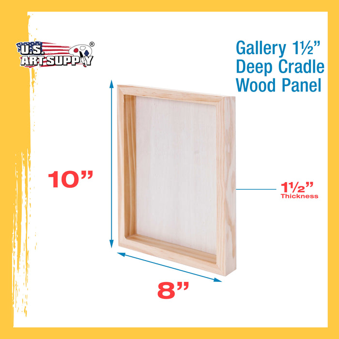 8" x 10" Birch Wood Paint Pouring Panel Boards, Gallery 1-1/2" Deep Cradle (4 Pack) - Artist Depth Wooden Wall Canvases - Painting, Acrylic, Oil