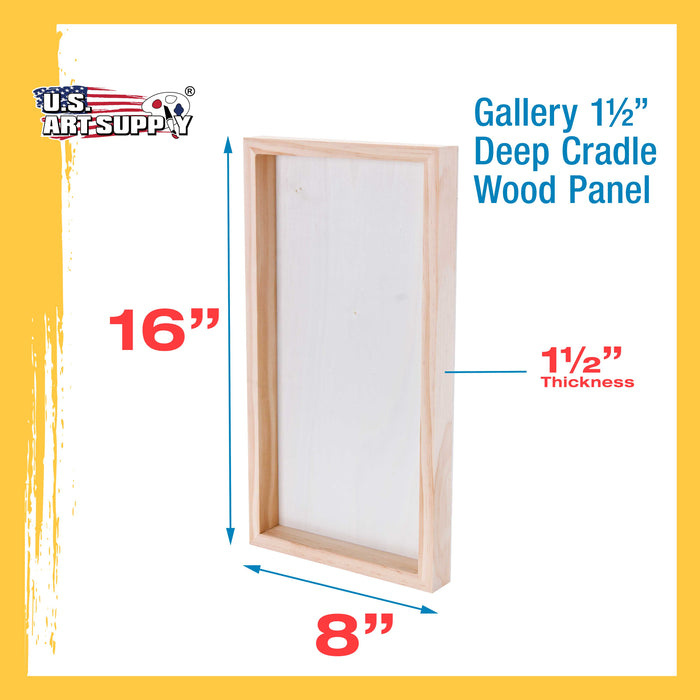 8" x 16" Birch Wood Paint Pouring Panel Boards, Gallery 1-1/2" Deep Cradle (3 Pack) - Artist Depth Wooden Wall Canvases - Painting, Acrylic, Oil