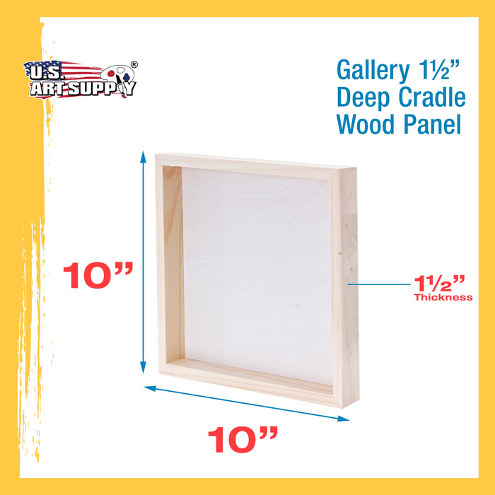 10" x 10" Birch Wood Paint Pouring Panel Boards, Gallery 1-1/2" Deep Cradle (4 Pack) - Artist Depth Wooden Wall Canvases - Painting, Acrylic, Oil