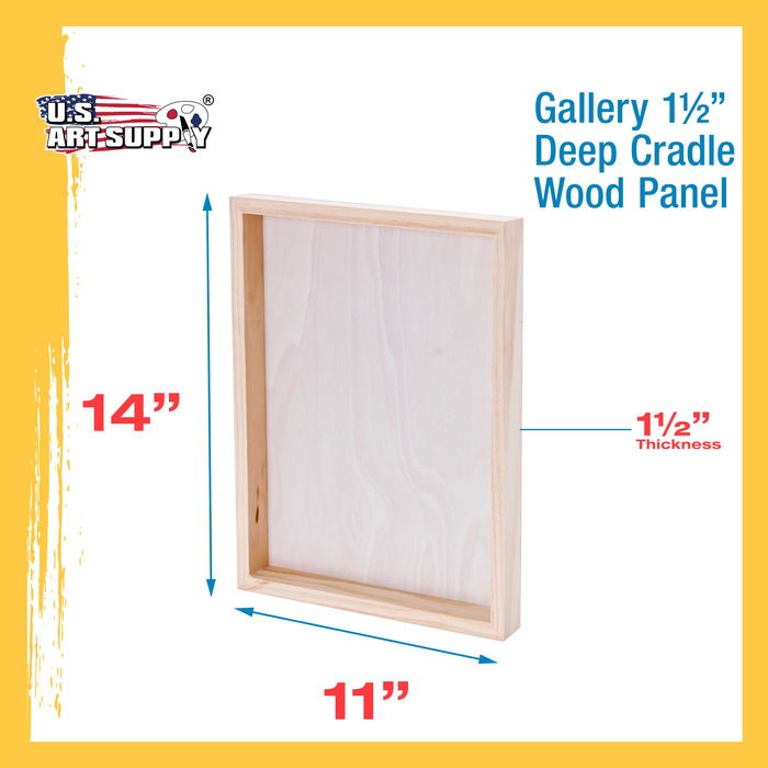 11" x 14" Birch Wood Paint Pouring Panel Boards, Gallery 1-1/2" Deep Cradle (3 Pack) - Artist Depth Wooden Wall Canvases - Painting, Acrylic, Oil