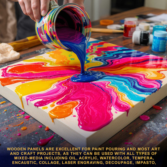 Unfinished Cradled Wood Panels for Painting, 2 Pack of 12x18 inch - Gallery Birch Wooden Canvas Boards 1-1/2" Deep - Mixed-Media Craft, Acrylic, Oil, Encaustic, Paint Pouring