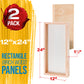 Unfinished Cradled Wood Panels for Painting, 2 Pack of 12x24 inch - Gallery Birch Wooden Canvas Boards 1-1/2" Deep - Mixed-Media Craft, Acrylic, Oil, Encaustic, Paint Pouring