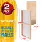 Unfinished Cradled Wood Panels for Painting, 2 Pack of 12x36 inch - Gallery Birch Wooden Canvas Boards 1-1/2" Deep - Mixed-Media Craft, Acrylic, Oil, Encaustic, Paint Pouring