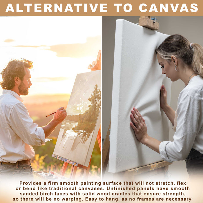 Unfinished Cradled Wood Panels for Painting, 2 Pack of 16x16 inch - Gallery Birch Wooden Canvas Boards 1-1/2" Deep - Mixed-Media Craft, Acrylic, Oil, Encaustic, Paint Pouring