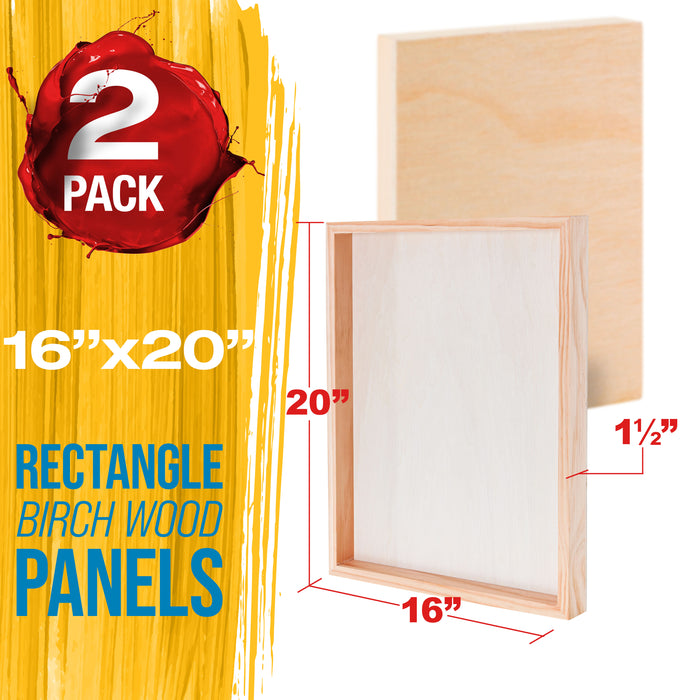 Unfinished Cradled Wood Panels for Painting, 3 Pack of 11x14 inch - Gallery Birch Wooden Canvas Boards 1-1/2" Deep - Mixed-Media Craft, Acrylic, Oil, Encaustic, Paint Pouring