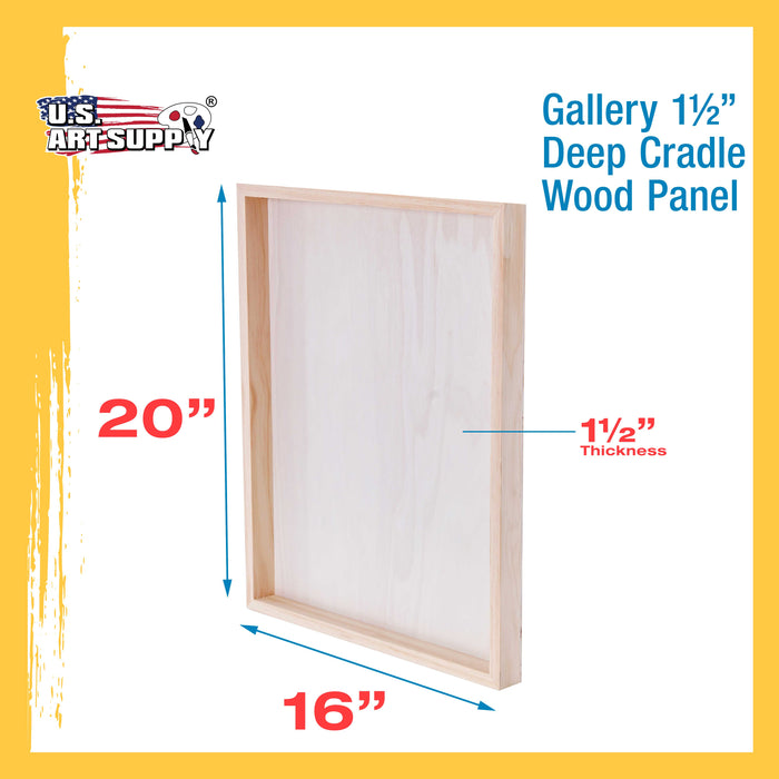 16" x 20" Birch Wood Paint Pouring Panel Boards, Gallery 1-1/2" Deep Cradle (2 Pack) - Artist Depth Wooden Wall Canvases - Painting, Acrylic, Oil