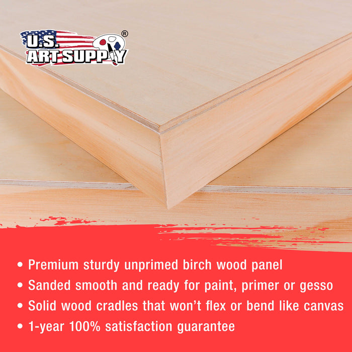 16" x 20" Birch Wood Paint Pouring Panel Boards, Gallery 1-1/2" Deep Cradle (2 Pack) - Artist Depth Wooden Wall Canvases - Painting, Acrylic, Oil