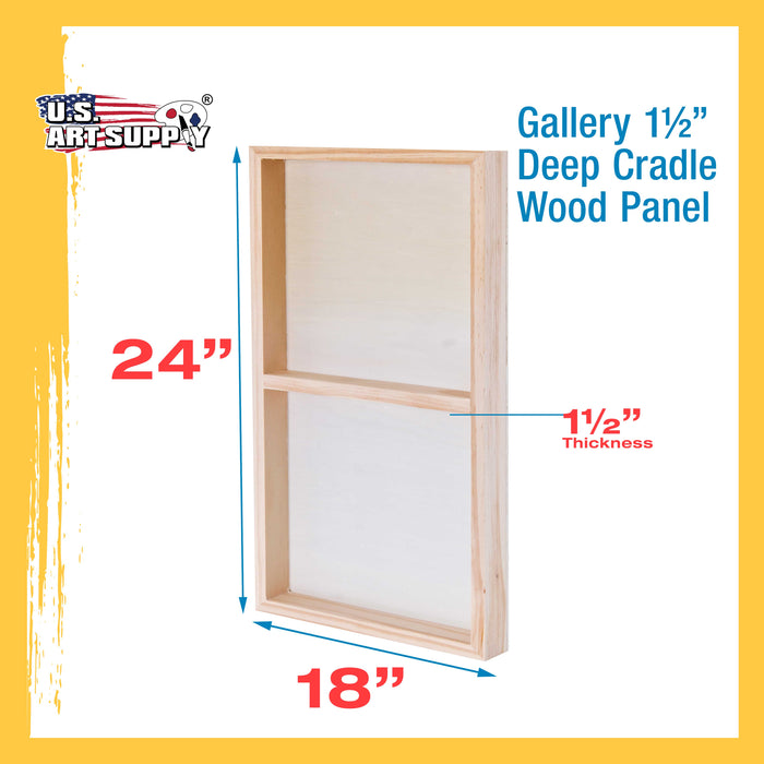 18" x 24" Birch Wood Paint Pouring Panel Boards, Gallery 1-1/2" Deep Cradle (2 Pack) - Artist Depth Wooden Wall Canvases - Painting, Acrylic, Oil