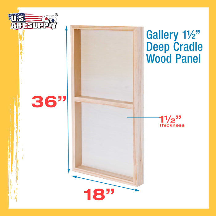 18" x 36" Birch Wood Paint Pouring Panel Boards, Gallery 1-1/2" Deep Cradle (Pack of 2) - Artist Depth Wooden Wall Canvases - Painting, Acrylic, Oil