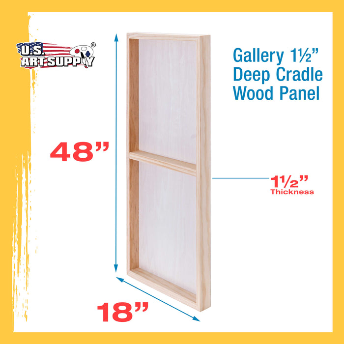 18" x 48" Birch Wood Paint Pouring Panel Boards, Gallery 1-1/2" Deep Cradle (Pack of 2) - Artist Depth Wooden Wall Canvases - Painting, Acrylic, Oil