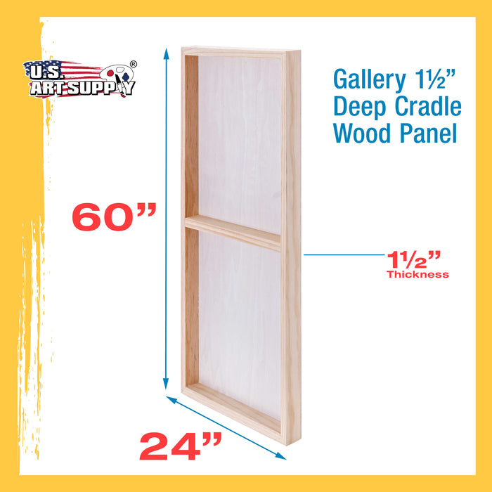 24" x 60" Birch Wood Paint Pouring Panel Boards, Gallery 1-1/2" Deep Cradle (Pack of 2) - Artist Depth Wooden Wall Canvases - Painting, Acrylic, Oil