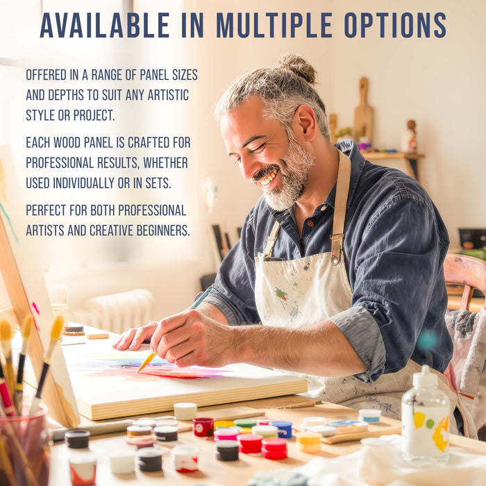 40" x 40" Unfinished Cradled Wood Panels for Painting, Gallery 1-1/2" Deep (2 Pack) - Artist Depth Wooden Wall Canvases - Mixed-Media Craft, Acrylic, Oil, Encaustic, Paint Pouring