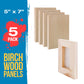 Unfinished Cradled Wood Panels for Painting, 5 Pack of 5x7 inch - Studio Birch Wooden Canvas Boards 3/4" Deep - Mixed-Media Craft, Acrylic, Oil, Encaustic, Paint Pouring Panel Board