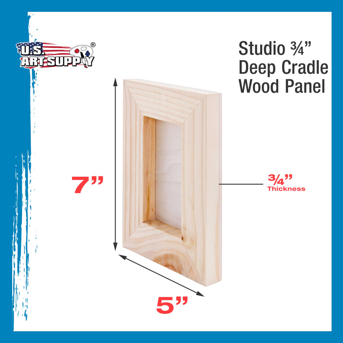 Unfinished Cradled Wood Panels for Painting, 5 Pack of 5x7 inch - Studio Birch Wooden Canvas Boards 3/4" Deep - Mixed-Media Craft, Acrylic, Oil, Encaustic, Paint Pouring Panel Board