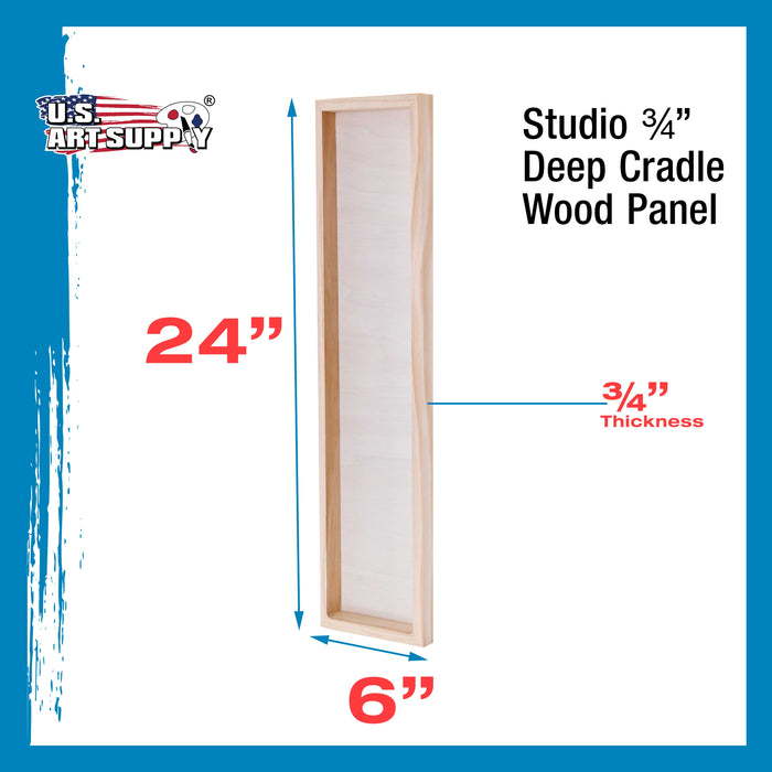 6" x 24" Birch Wood Paint Pouring Panel Boards, Studio 3/4" Deep Cradle (Pack of 3) - Artist Wooden Wall Canvases - Painting, Acrylic, Oil