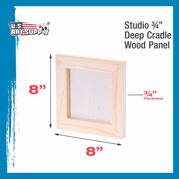 8" x 8" Birch Wood Paint Pouring Panel Boards, Studio 3/4" Deep Cradle (Pack of 5) - Artist Wooden Wall Canvases - Painting Mixed-Media, Acrylic, Oil