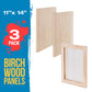 Unfinished Cradled Wood Panels for Painting, 3 Pack of 11x14 inch - Studio Birch Wooden Canvas Boards 3/4" Deep - Mixed-Media Craft, Acrylic, Oil, Encaustic, Paint Pouring Panel Board