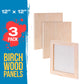 Unfinished Cradled Wood Panels for Painting, 3 Pack of 12x12 inch - Studio Birch Wooden Canvas Boards 3/4" Deep - Mixed-Media Craft, Acrylic, Oil, Encaustic, Paint Pouring Panel Board