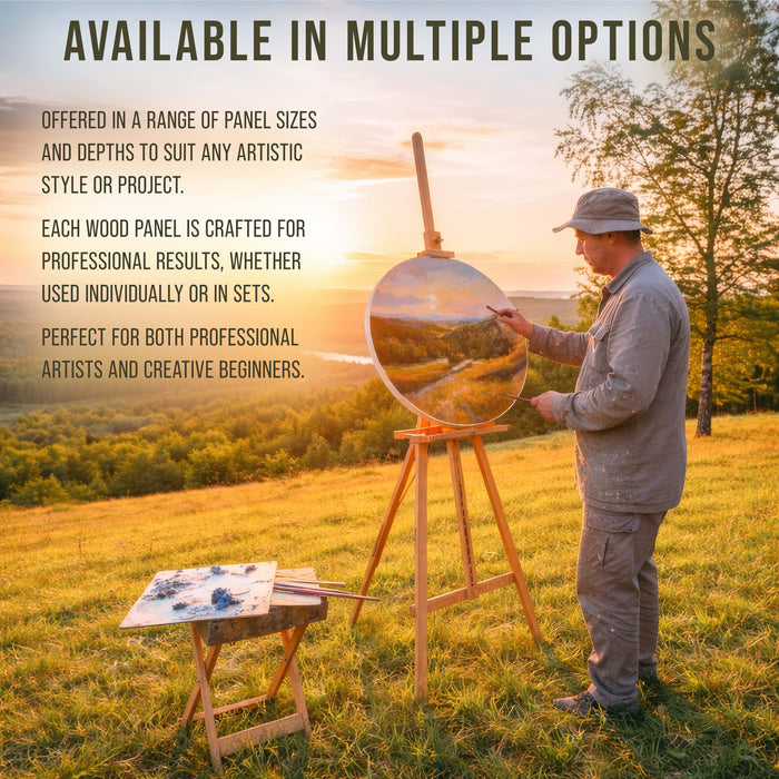 12" Round Unfinished Cradled Wood Panels for Painting, Studio 3/4" Deep (3 Pack) - Artist Depth Wooden Wall Canvases - Mixed-Media Craft, Acrylic, Oil, Encaustic, Paint Pouring