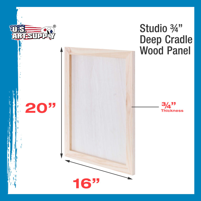 16" x 20" Birch Wood Paint Pouring Panel Boards, Studio 3/4" Deep Cradle (Pack of 2) - Artist Wooden Wall Canvases - Painting Mixed-Media, Acrylic