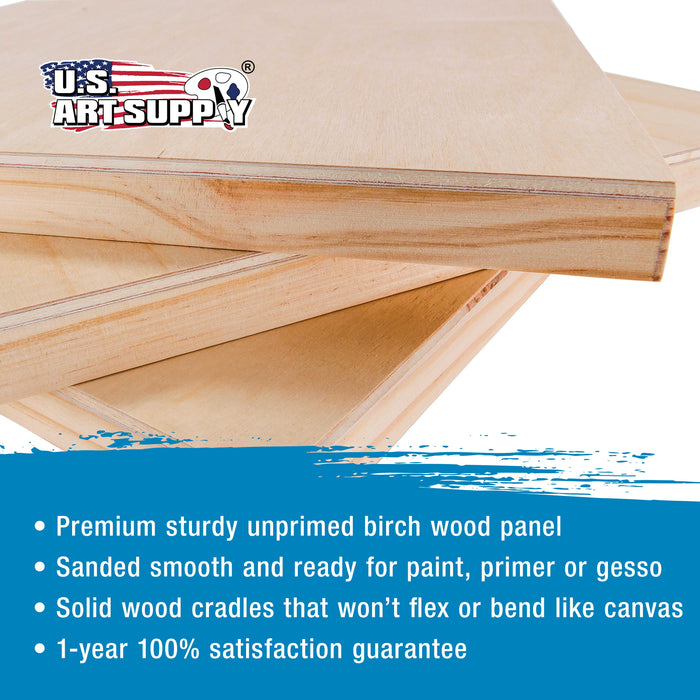 U.S. Art Supply 30 x 30 Birch Wood Paint Pouring Panel Boards, Gallery 1-1/2 Deep Cradle (Pack of 2) - Artist Depth Wooden Wall Canvases - Painting