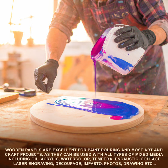 6" Round Unfinished Cradled Wood Panels for Painting, Studio 3/4" Deep (4 Pack) - Artist Depth Wooden Wall Canvases - Mixed-Media Craft, Acrylic, Oil, Encaustic, Paint Pouring