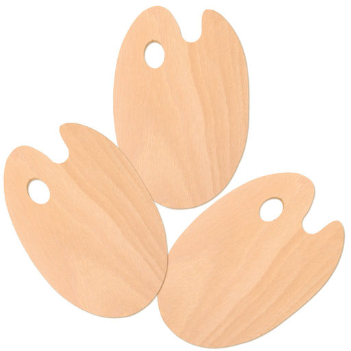 U.S. Art Supply 8" x 12" Large Wooden Oval-Shaped Artist Painting Palette (Pack of 3) - Wood Paint Mixing Tray - Mix Acrylic, Oil - Kids, Art Students