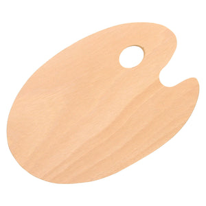 8" x 12" Large Wooden Oval-Shaped Artist Painting Palette with Thumb Hole, Wood Paint Mixing Tray, Acrylic, Oil, Watercolor - Students