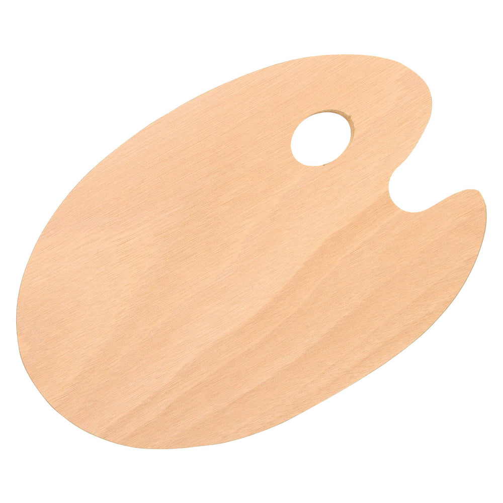 U.S. Art Supply 8" x 12" Large Wooden Oval-Shaped Artist Painting Palette with Thumb Hole, Wood Paint Mixing Tray, Acrylic, Oil, Watercolor - Students