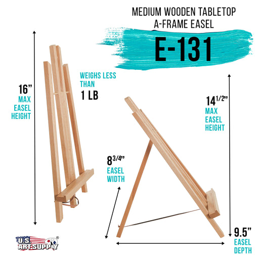 14" Medium Tabletop Display Stand A-Frame Artist Easel - Beechwood Tripod, Painting Party Easel, Portable Kids Students Classroom Table School Desktop