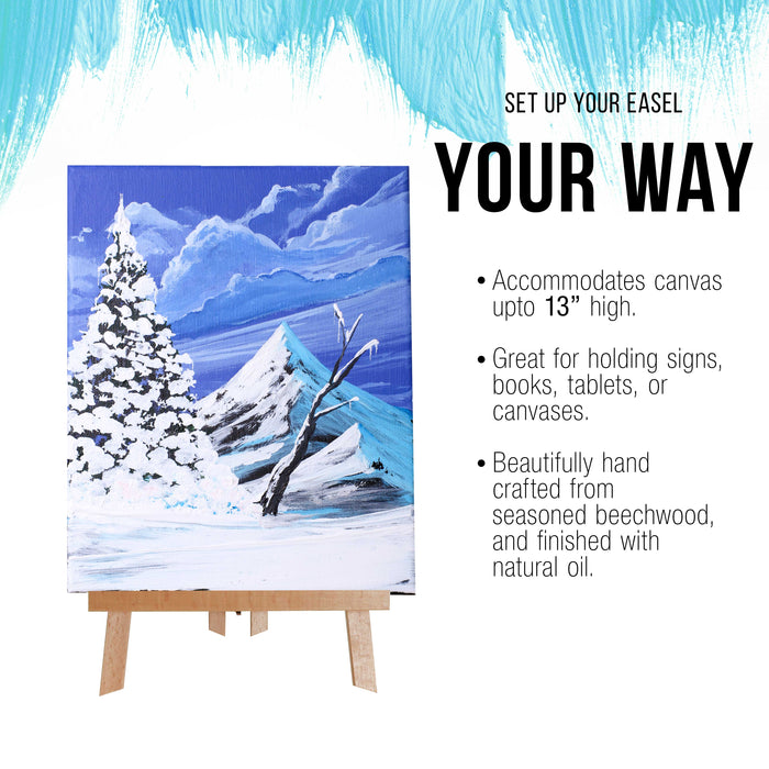 14" Medium Tabletop Display Easel - Beechwood Artist A-Frame Display Stand, Wooden Easel for Painting, Canvas Stand, (Pack of 1) Classrooms Events Photo Picture Sign Holder