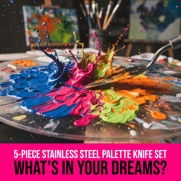 5-Piece Stainless Steel Palette Knife Set for Acrylic Painting - Paint Spatula Tools for Oil, Canvas Art - Painting Knives for Mixing, Texturing - Pallet Knives for Art & Cake