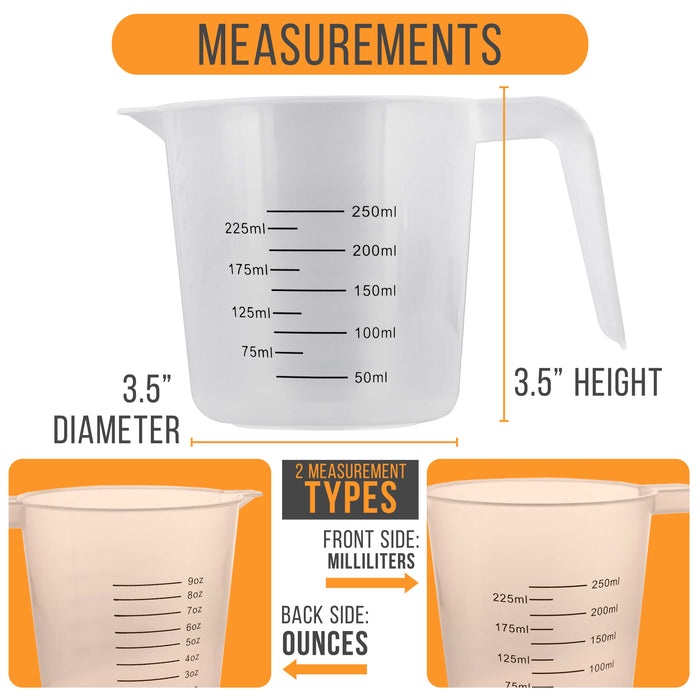 6 - 8 oz (250 ml) Plastic Graduated Measuring Cups, Kitchen, Ounce, ML —  U.S. Art Supply