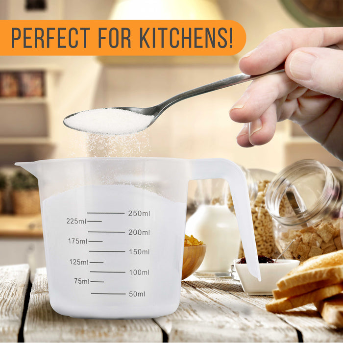 U.S. Kitchen Supply® - 8 oz (250 ml) Plastic Graduated Measuring Cups with Pitcher Handles (Pack of 6), 1 Cup Capacity, Ounce, ML Markings, Measure Mix