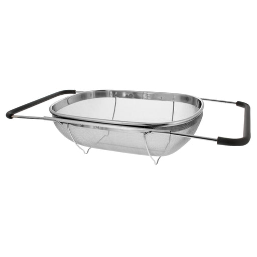 U.S. Kitchen Supply® Premium Quality Over The Sink Stainless Steel Oval Colander with Fine Mesh 6 Quart Strainer Basket & Expandable Rubber Grip Handles