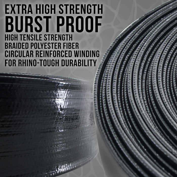 U.S. Pool Supply® Black Rhino 1-1/2" x 100' Pool Backwash Hose with Hose Clamp - Extra Heavy Duty Superior Strength, Thick 1.2mm (47mils) - Weather Burst Resistant