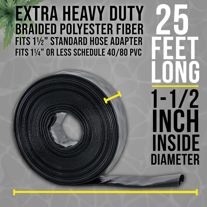 U.S. Pool Supply Black Rhino 1-1/2" x 25' Pool Backwash Hose with Hose Clamp - Extra Heavy Duty Superior Strength, Thick 1.2mm 47mils, Burst Resistant