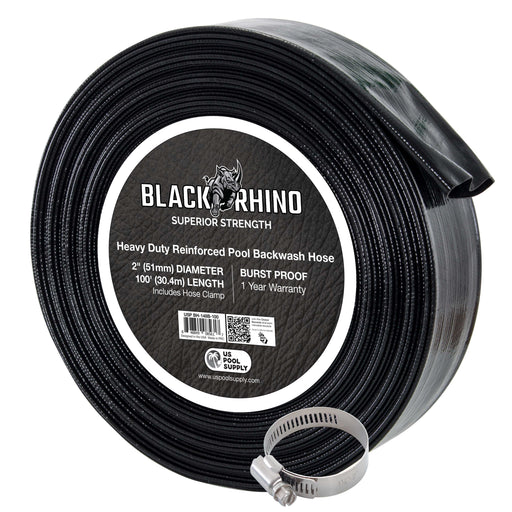 Black Rhino 2 x 100' Pool Backwash Hose with Hose Clamp Heavy Duty — U.S.  Art Supply