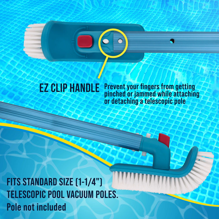 U.S. Pool Supply® Professional Pool Step and Corner Cleaning Brush with Adjustable 180 Degree Handle Rotation, Scrub Clean Swimming Pools Spas Hot Tubs