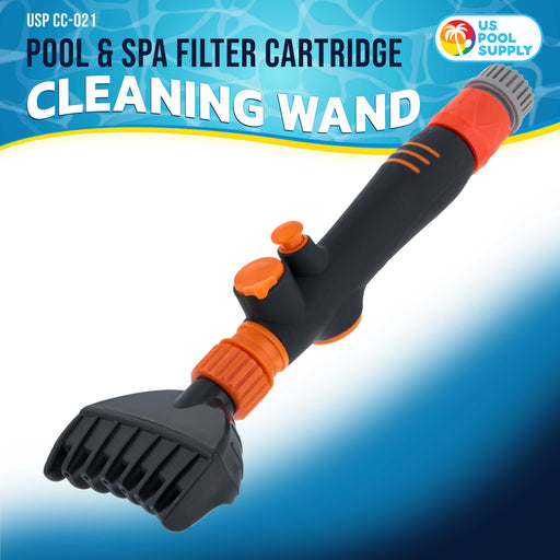 U.S. Pool Supply Pool & Spa Filter Cartridge Cleaner Tool - Quickly Cleans Removes Filter Dirt & Debris - Durable Cleaning Wand, 6 Powerful Water Jets