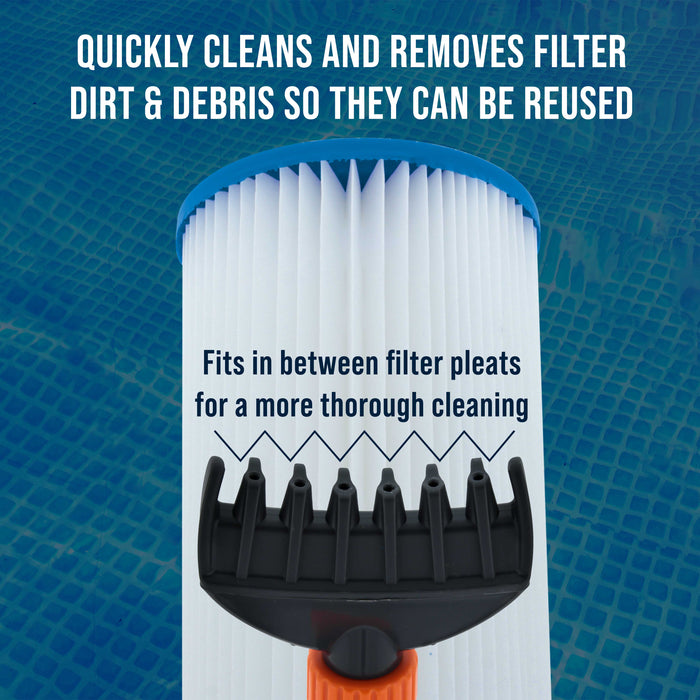 U.S. Pool Supply Pool & Spa Filter Cartridge Cleaner Tool - Quickly Cleans Removes Filter Dirt & Debris - Durable Cleaning Wand, 6 Powerful Water Jets