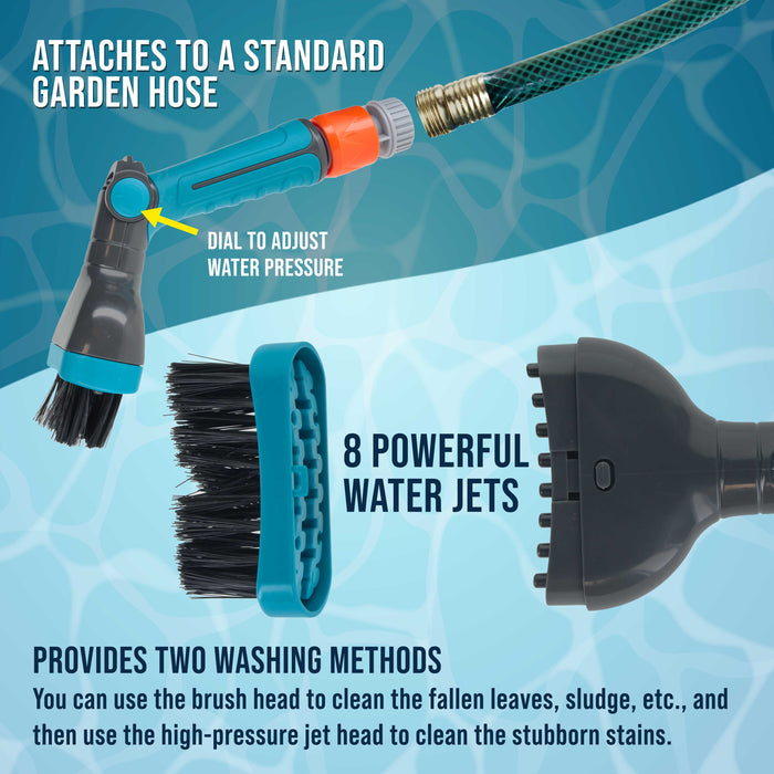 U.S. Pool Supply Pool & Spa Filter Cartridge Cleaner Tool with Scrub Brushes - Durable Cleaning Wand with 8 Powerful Water Jets - Quickly Cleans & Removes Filter Dirt & Debris